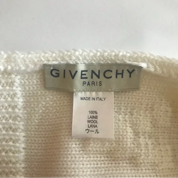 Givenchy Tonal Raised Logo Jacquard Knit Wool Beanie Hat Cream Off White NWT - Picture 11 of 15